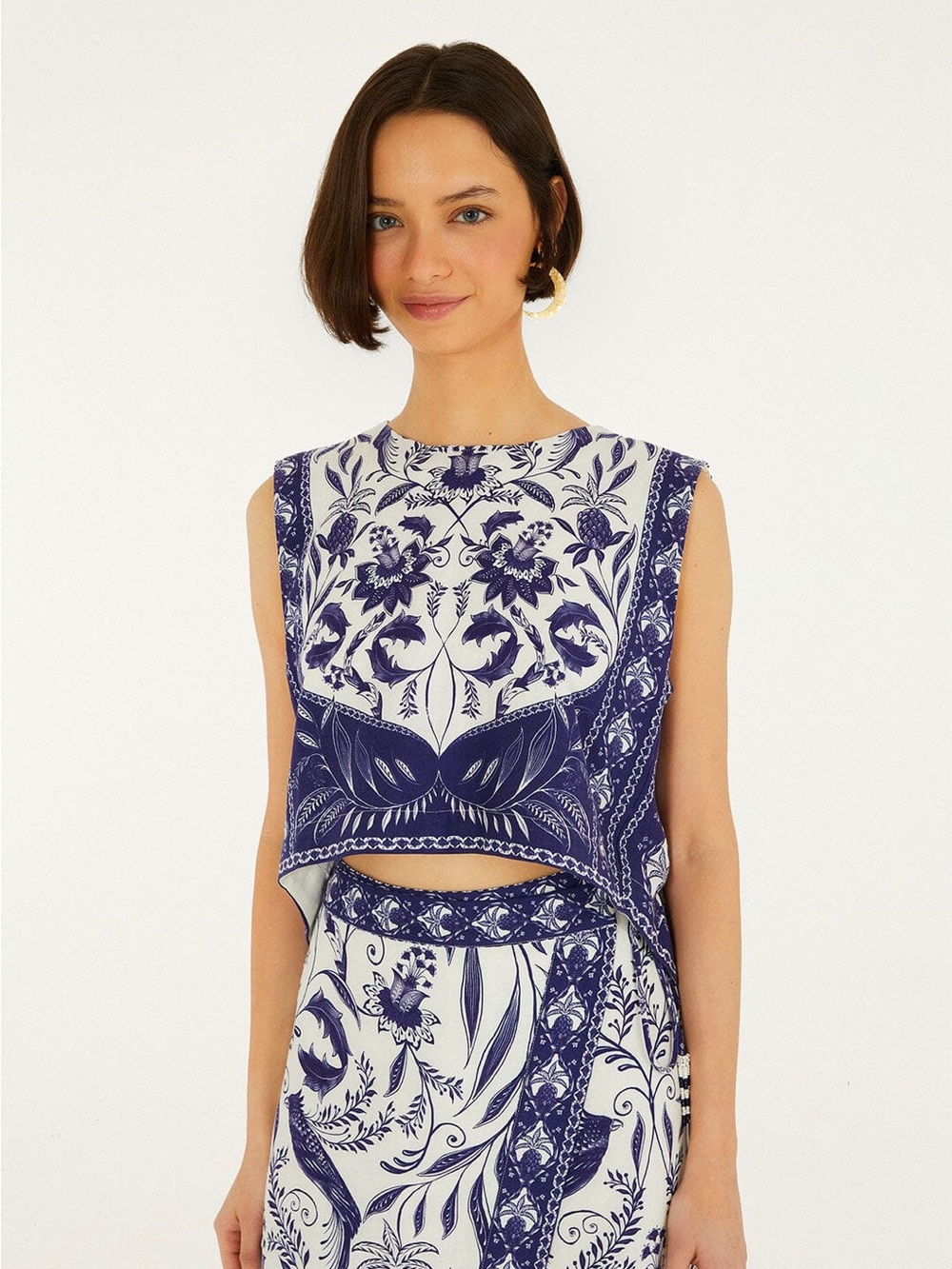 FARM RIO Off-White Nina Crop Top